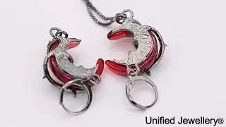 Gothic Red Moon Drop Earrings for Women &ndash; Neo-Gothic Asymmetrical Design B50