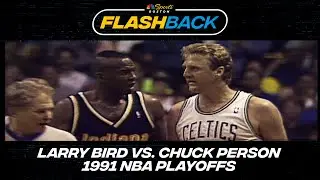 1991 NBA PLAYOFFS: Larry Bird vs Chuck Person in Game 1 | Highlights