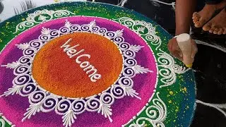Big Rangoli design 💞 Sanskar Bharti Rangoli design ♥️