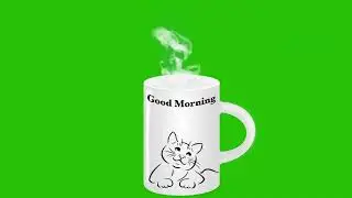 Green Screen Animated Kitty Cat Coffee Cup With Steam Free To Use Green Screen Coffee Cup