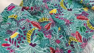 Slub Rayon Spandex - Turquoise Floral