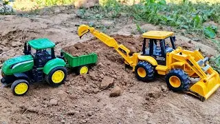  🚜 Big Green Tractor and Yellow Excavator Digging Sand! 🏗️ Construction Toys for Kids | #toys #jcb 