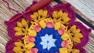 How to Crochet a Flower Mandala | Easy Round Motif Pattern ll