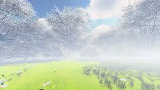 ( CGI 4k Stock Footage ) Japanese Cherry Blossom Cherry Misty Garden 6