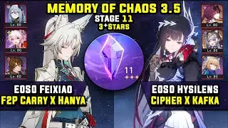 E0 Feixiao F2P Carry & E0 Hysilens Carry W/ Cipher (3 Stars) Memory Of Chaos 11 Honkai Star Rail 3.5