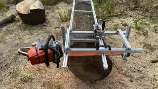 Der erste Schnitt Mobiles Sägewerk
