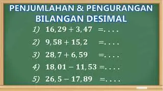 Cara Mudah Penjumlahan dan Pengurangan Bilangan Desimal
