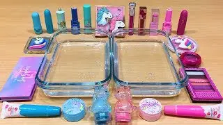 PINK vs BLUE ! Mixing Makeup Eyeshadow into Clear Slime ! Special Series #34 Satisfying Slime Video