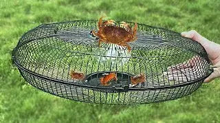Amazing Crab Fishing In River - How To Make Electric Fan Crab Trap