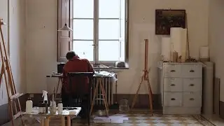 Creating art. Painter Tycjan Knut during his artist residence in Numeroventi