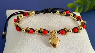 PULSERA AJUSTABLE EN HILO FÁCIL CON CRISTALES Y BALINES 🌟TUTORIAL