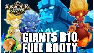 SUMMONERS WAR : Giants B10 Full Booty (High Elemental Team, Kahli, Shren, Ellena, and more)