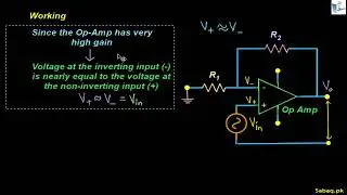 Operational Amplifier (Op-Amp) as Non-Inverting Amplifier, Physics Lecture | Sabaq.pk