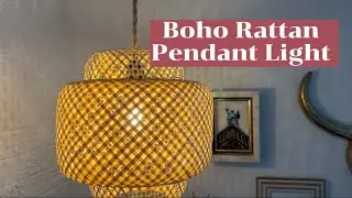 Rattan Pendant Light with Dimmable Switch with Hemp Cord #bohodecor #amazonfinds2022