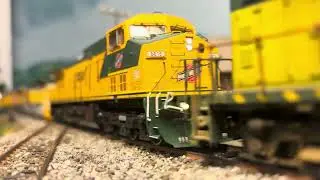 Ho Scale CNW Operation Lifesaver & Heritage Unit on 2 different trains on the Rhinelander Layout.
