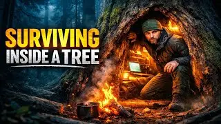Building a High-Tech Survival Shelter Inside a Huge Ancient Tree Log