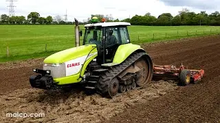 4k Claas Challenger 55 with a Lely Terra 600-45H power harrow in Little Stonham, Suffolk