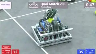 VEX Worlds 2016 - VRC High School - Technology - Qual 206 (9898A 134D) 235 vs 120 (212P 9458D)