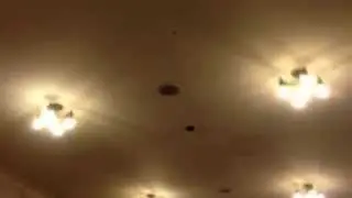 Beautiful vintage light fixtures/chandeliers in an old train station