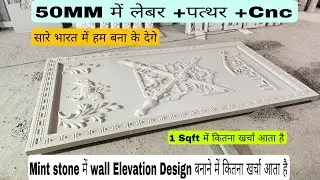 How much does it cost to build a wall elevation design in 50mm mint stone? Stone + labor + CNC