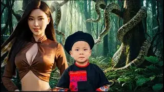 THE GIRL AND THE BOY RESCUED GIANT PYTHONS IN THE GREEN FOREST