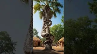 Giant Snake Crashes Into Village From Palm Tree! #shorts