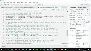 Multiple Regression Backward Elimination R Markdown Code