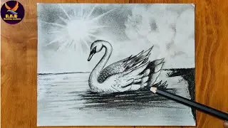 Beautiful swan pencil drawing step by step | How to draw a duck in water with pencil 