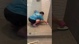 How I clean a giant walk in shower. #cleaningasmr #asmr #professionalcleaners #bathroomcleaning