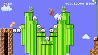 Piranha Plant TROUBLE! ⚡️ by Bullet ⚡️ Super Mario Maker Raw Gameplay