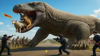Heroes Confront Giant Komodo Dragon to Save German Shepherd