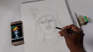 How To Draw Lord Krishna, Shree Krishna Drawing, Free Hand Drawing Step By Step