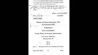 Group Theory & Inorganic Spectroscopy || M.Sc. IIIrd Semester (Chemistry) || Jnvu Exam Paper 2025