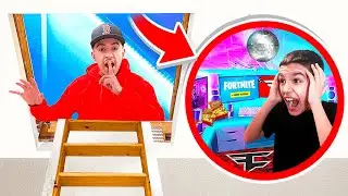 I Built A Secret Attic Gaming Setup/Room And Surprised My Little Brother! (Fortnite)