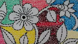 How to do REVERSE Nakshi Kantha Stitch?Bengali traditional Kantha stitch | Flower Design | Soma Pati