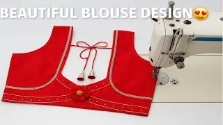Beautiful Red Blouse design cutting and stitching || New blouse back neck design making step by step