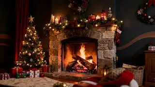 6H Christmas Fireplace 4K ✨ Warm Crackling Fire & Festive Lights for Calm & Focus (No Music)
