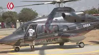 Madzibaba Owen's grant entrance in a helicopter at his shrine.