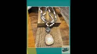 Bohemian Vintage Tribal-Inspired Beige Natural Stone Beaded Pendant Necklaces, Gift Box