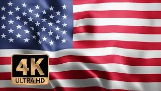 4K Ultra HD Loop animation of Photo Realistic fabric waving flag of USA American National Flag