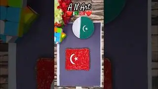 Turkey 🇹🇷 & Pakistan 🇵🇰 #art #flag #turkey #shortvideo #ytshorts ❤️❤️