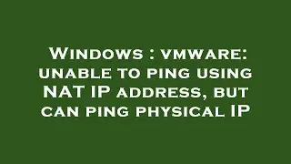 Windows : vmware: unable to ping using NAT IP address, but can ping physical IP