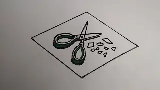3d scissor on the page | Draw a realistic scissor object