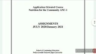 Part - 1 ANC 1 Solved ASSIGNMENT IGNOU June 2020 & January 2021 session.