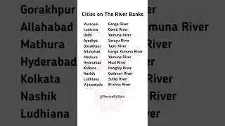 🔥Cities on The River Banks❓️important cities on the river banks #gk