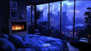 Soothing Rain& Firepace in Bedroom Sounds for Deep Sleep | Deep Restorative Sleep with Calming RAIN