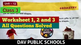 DAV class 3 maths unit 12 Geometry worksheet 1, 2 and 3