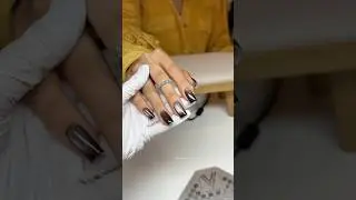 ✨ ASMR of Russian Manicure. Brown cat-eye French tutorial step by step. #nails #nailart #naildesign