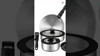 ROYDX 16 Piece Stainless Steel Removable Handle Cookware Set