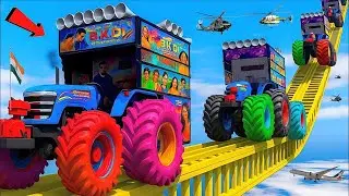 GTA 5 DJ Truck on Impossible Ramp! 🇮🇳 Hardcore Stunts & Crashes 😨😁🫨Viewer Discretion Advised 🤗🫨🙄